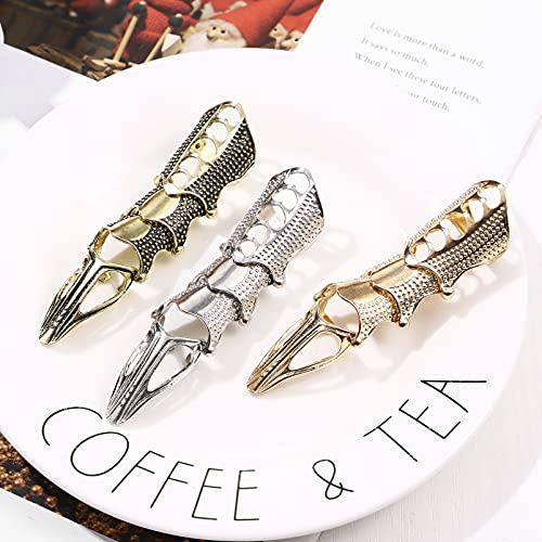 Lurrose Joint Knuckle Anéis de Dedos Completos 3Pcs Punk Rock Anéis Anel de Armadura Atividade Duplo