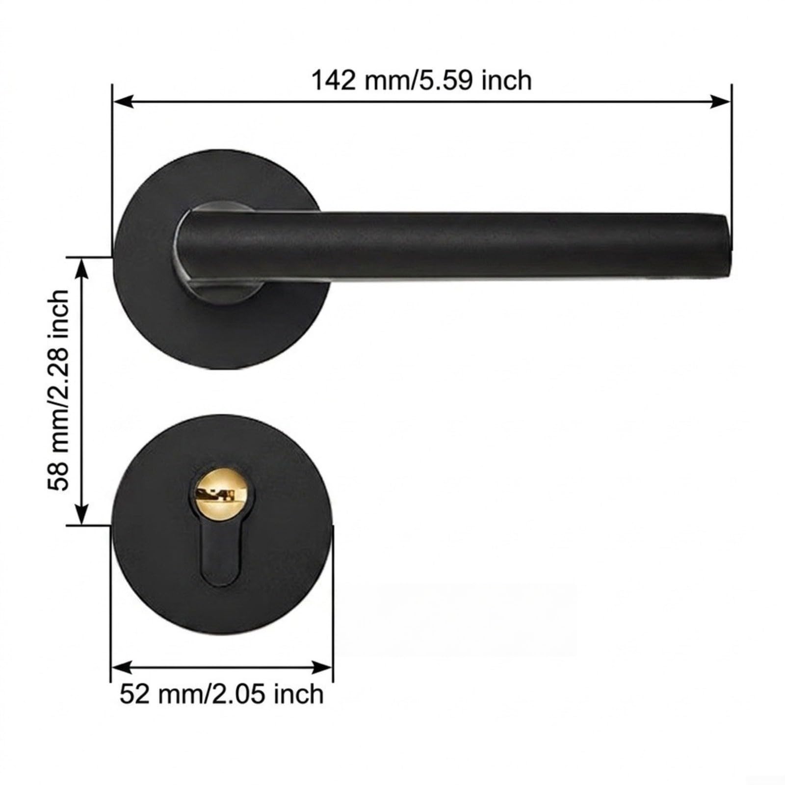 Serrure de porte noire avec piège magnétique en acier inoxydable