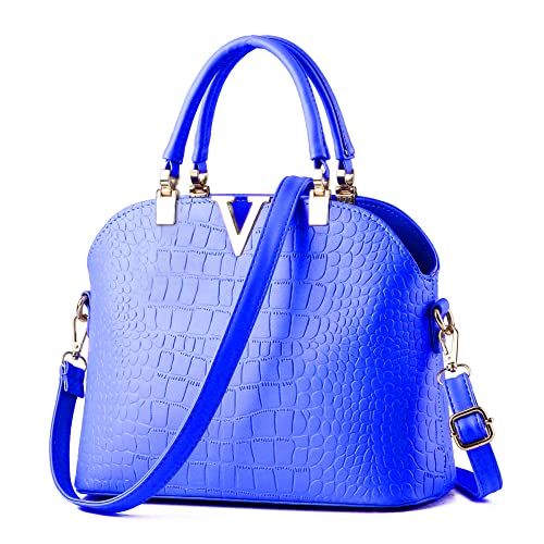 Jhvyf Women Claissics Top Handle Handbag Crossbody Casual Purse Satchel Tote Sapphire Blue #TOP8