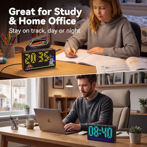 Smart pixel clock,LED alarm,APP control DIY text,Living room digital clock - Image 5