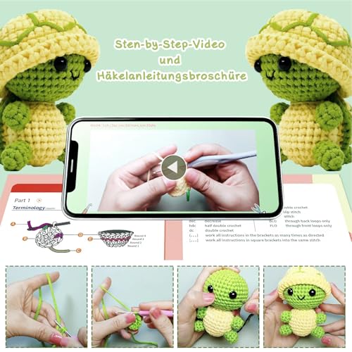 Image of LYKTRIX Positive Crochet Animals Turtle Gifts,Wobbles Crochet Kit for Beginners with Step-by-Step Video Tutorials (1PCS-Yellow)