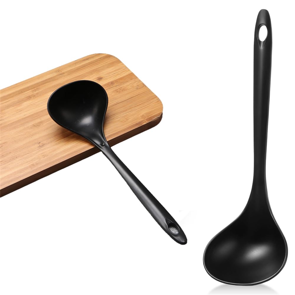 Azonee Serving Tablespoons, 18 Pcs Large Plastic Serving Spoons, Disposable Serving Spoons, Heavy Duty Serving Utensils Set, Reusable Spoons for Party Catering Buffet Dinner Soup, BPA Free, Black