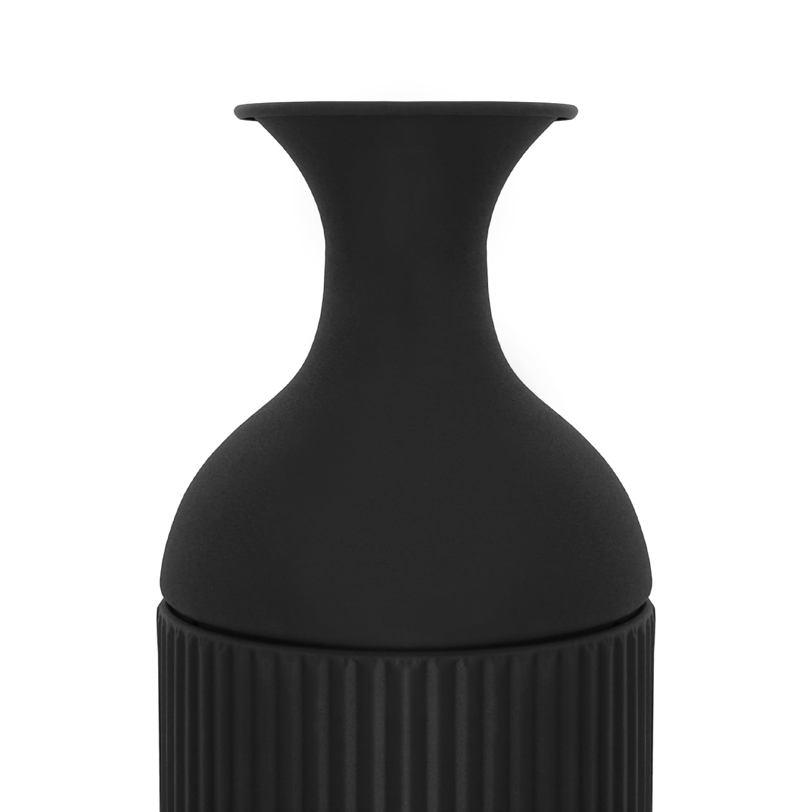 3 Set Standvase aus Metall, Blumenvase Modern Schmale Vasen Keramik Vasen Bodenvase Fußbodenvase mit Natürlicher Textur für Kamin Schlafzimmer,Küche,Wohnzimmer, Schreibtisch (Schwarz)