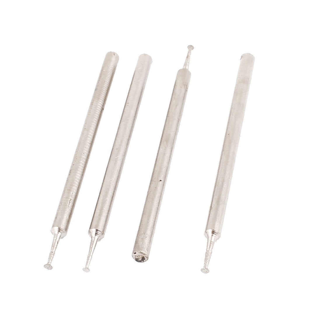 Aexit Silver Tone Body Repair Tools Metal Shank Round Flat Tip Shaped Diamond Cylindrical Grinding Point 2.35mm x 1mm Grinders & Polishers 4 Pcs