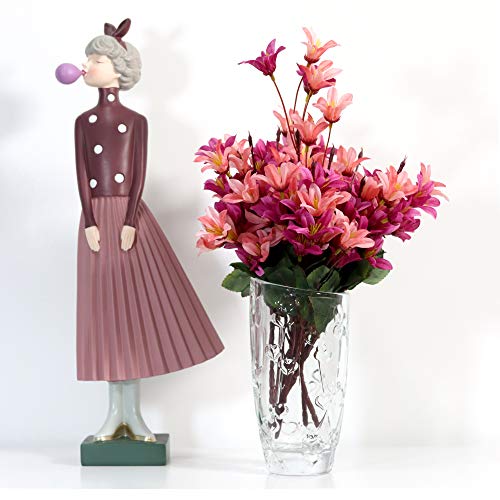 Saidan SD Florero Vidrio Cristal con Corazones Decoración del Hogar Jarrones Flores Plantas Diseño Creativo 25 cm Altura Ø 8.5 cm