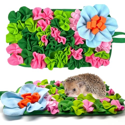 Hedgehog Foraging Mat Enrichment Toy with Non-Slip Bottom for Hedgehogs Rabbits Guinea Pigs Hamsters Hedgehogs Cage Accessories Interactive Feeding & Sensory Play Mat (Floral 17.7x9.8 Inches)