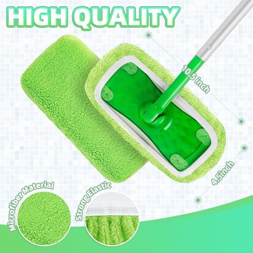 Nicemiya 8 Pack Reusable Mop Pads Compatible with Swiffer Sweeper, Coral Fleece Washable Swiffer Pads, Dry & Wet Sweeping Mopping Cloths (Green, Not Included Mop) — view 3