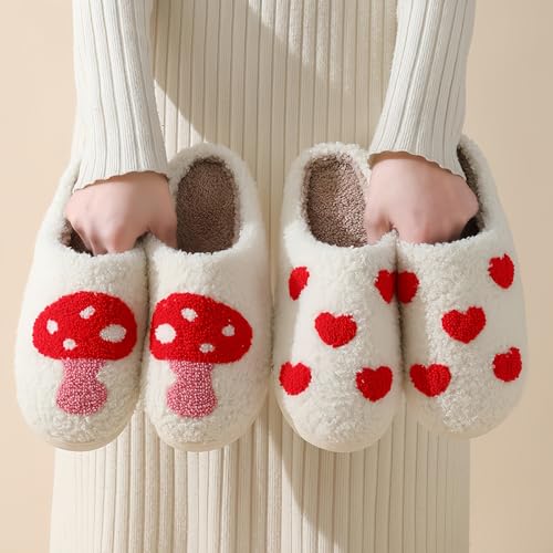 Valentine Heart Design Cozy Indoor Slippers for Women and Men Fuzzy Warm Memory Foam House Shoes Soft Plush Slip On Slippers for Bedroom Living Room Gift4