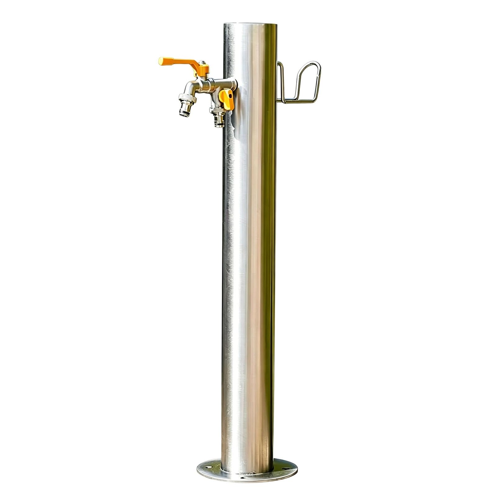 Junvstor Style 2 Stainless Steel Cylindrical Vertical Garden Water Column, Outdoor Garden Tap Antifreeze Faucet Water Dispenser Hydrant Water Feature Fountain, For Irrigation And Washing(,86Cm/33.7In)