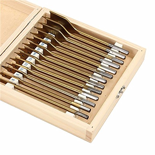 EsportsMJJ 13Pcs 1/4 Pulgadas De Caña De Titanio Recubierto 6-35 mm Máquina Plana De Madera Pala Brocas Taladradoras Set