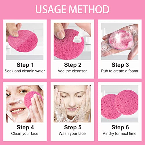 Spunspon 100-Count Facial Sponges Compressed Natural Cellulose Sponge Round Shape Face Sponge for Face Cleansing Exfoliating and Makeup Removal - Image 4