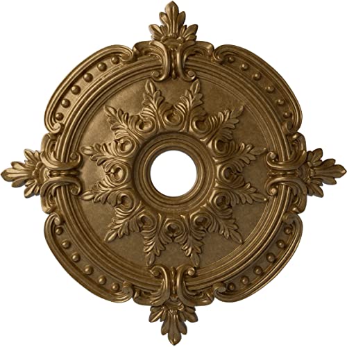 Image of Ekena Millwork CM28BEPAS Benson Classic Ceiling Medallion, 28 3 /8 inch OD x 4 1 /2 inch ID x 1 5 /8 inch P, Pale Gold