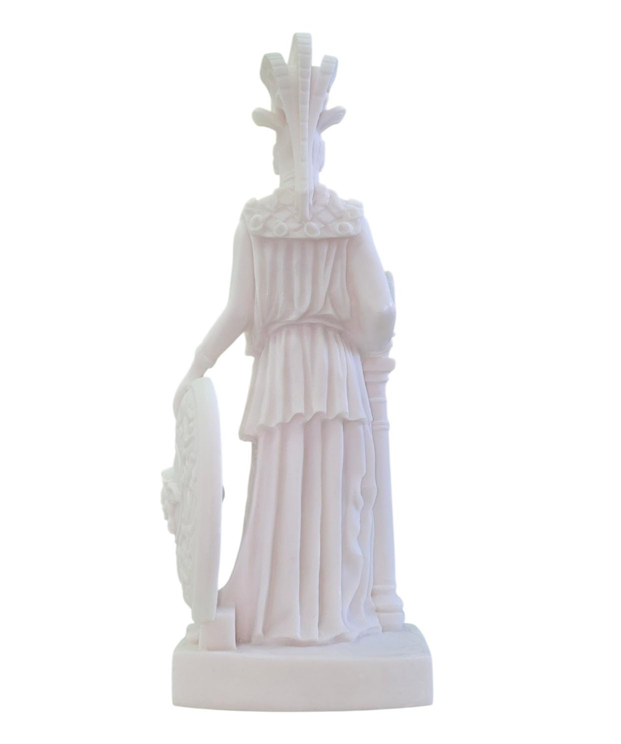 Athena Parthenos Varvakeion trzymająca Nike z tarczą Meduzy, grecka , alabastrowa, statuetka 26,9 cm