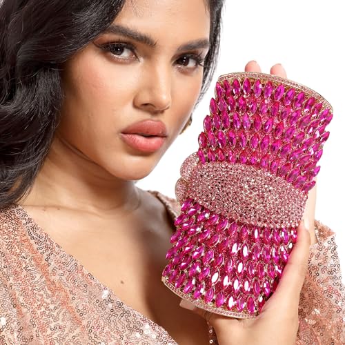 Image of Boutique De FGG Mini Sparkly Crystal Clutch Purse for Women,Evening Bags with Spikes,Wedding Party Rhinestone Clutch Handbag