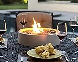Fire Topper Tabletop Fire Pit Bowl Cast Stone 17-Inch, Outdoor Propane Portable Table Top Firepit Fireplace for Patio - Long-Burning, Safe, Handmade Housewarming Gift (Gray)