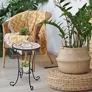 VCUTEKA Outdoor Side Table Mosaic Patio Table Accent Table Mosaic Tile Top Metal Frame Small End Table Porch Beach Patio Garden Balcony Russet 14'' VCUTEKA Outdoor Side Table Mosaic Patio Table Accent Table Mosaic Tile Top Metal Frame Small End Table Porch Beach Patio Garden Balcony Russet 14