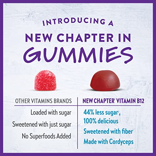 New Chapter® Organic Vitamin B12+ Gummies – 44% Less Sugar§, Usda Organic Vegan B12, Two Daily Gummies For Cellular Energy Support With Cordyceps, Non-Gmo, Gluten Free, Raspberry Flavored, 60Ct #TOP6