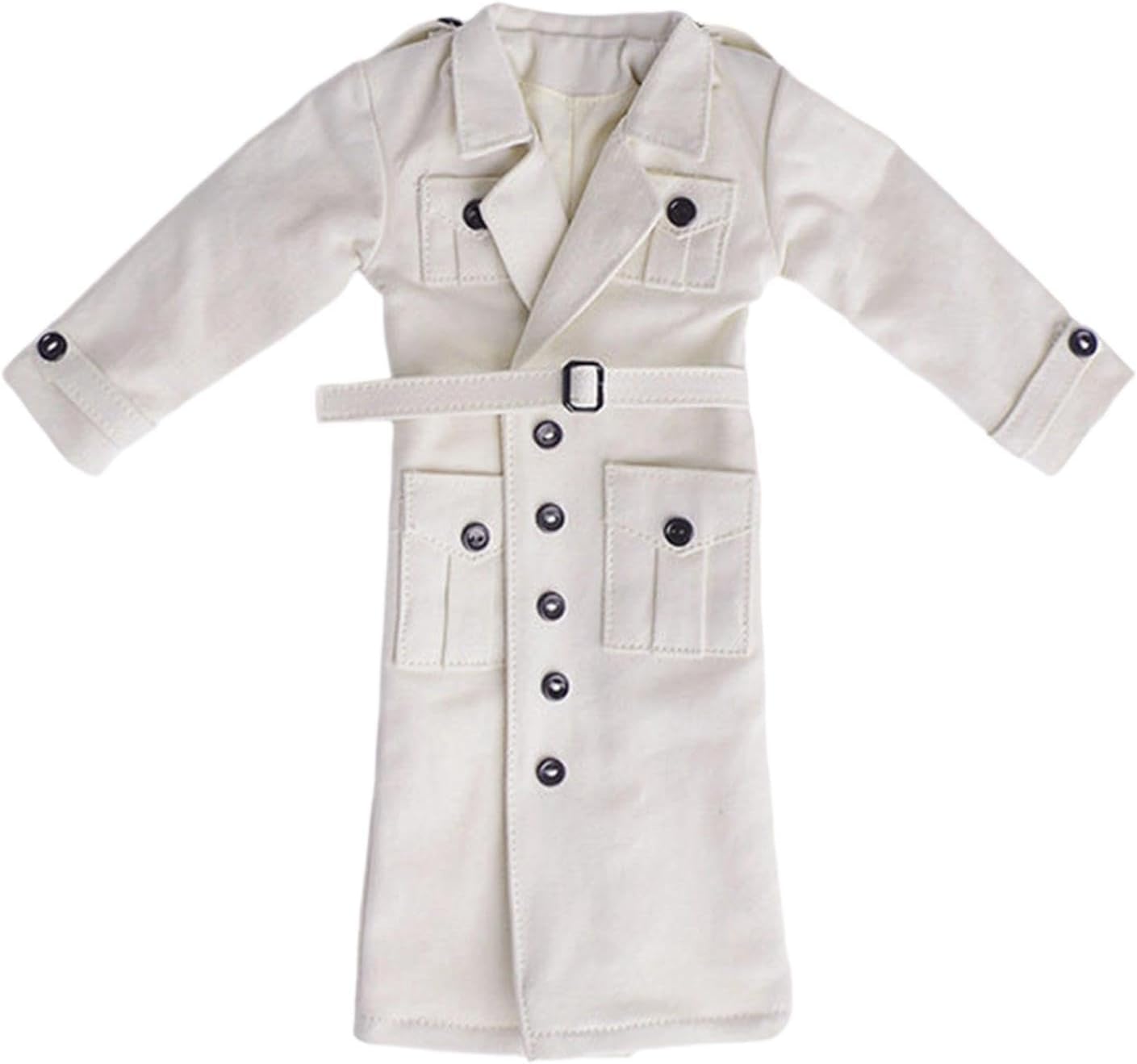 Long Windbreaker Trench Coat for 1/6 Scale Figures, Stylish, Fits 12-inch Miniatures, Handmade Outfit, Costume, White
