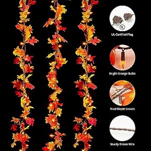 Fall decorations fall garland with lights 9ft plug in lighted thanksgiving garland with 50 incandescent bulbs fall decor lights for outdoor indoor home party autumn halloween fall harvest decor  urban country home decor