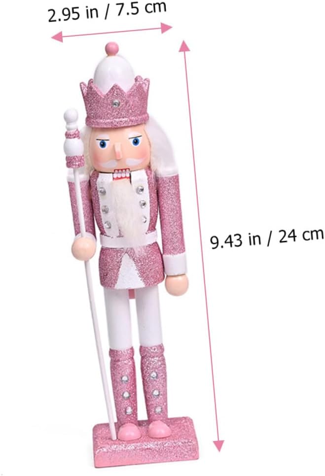 4pcs Pink Wooden Nutcracker Puppets Christmas Decorations 24cm Xmas Nutcracker Ornaments Tabletop Festival Decor Set