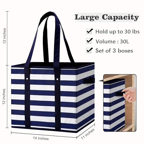 WISELIFE 4 Pack Reusable Grocery Bags Large Water Resistant Grocery Collapsible Heavy Duty Tote Bags for Shopping Picnic by WISELIFE - Image 6