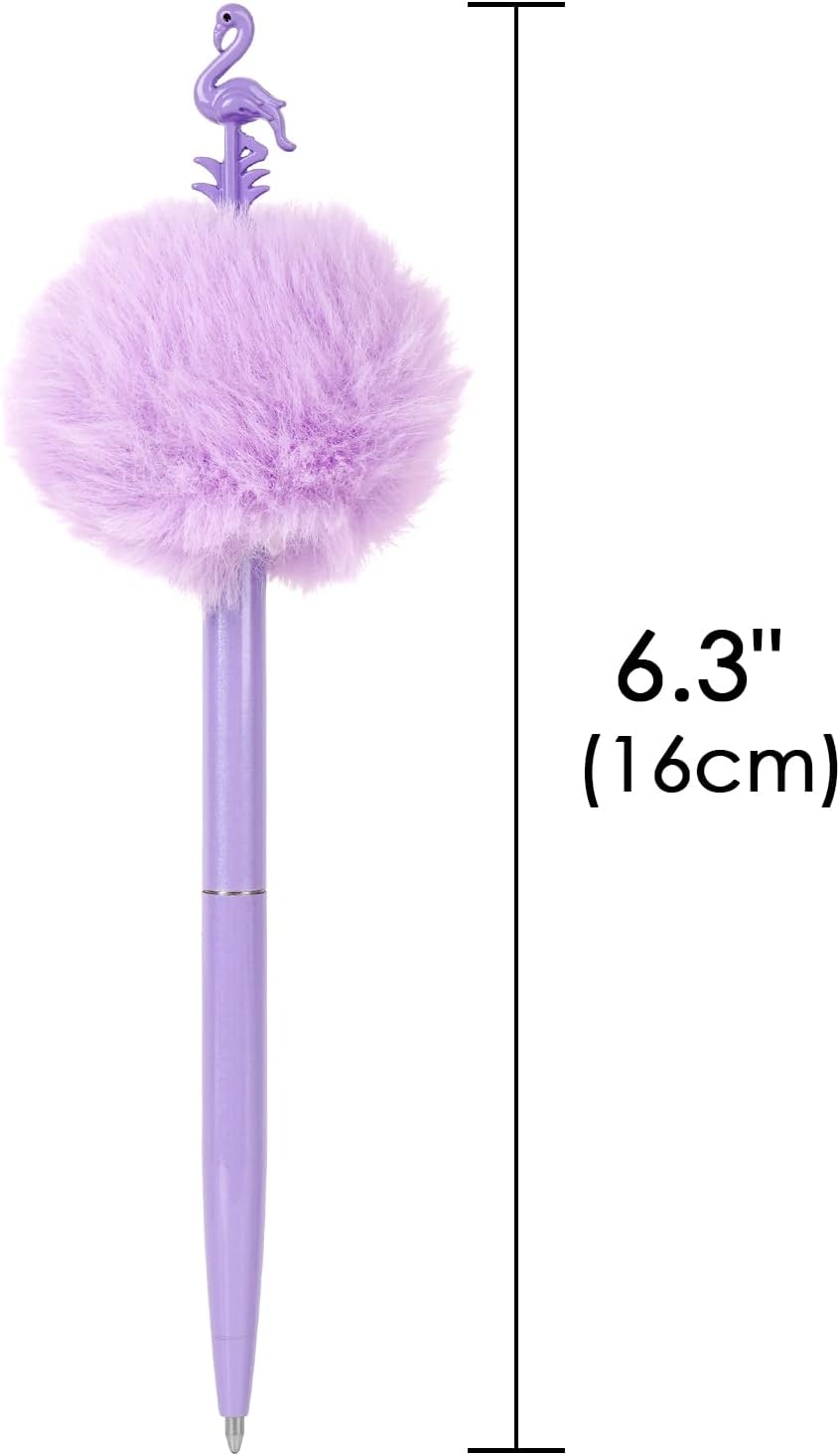 Fluffy Pens, Pom Pom Pens, Plastic Ballpoint Pen, With Black Ink, Gift Pen for Christmas Stationery Carnival Birthday (1Pack, Purple) image 2