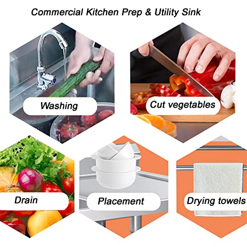 TRGCJGH Stainless Steel Commercial Utility Sink with Drainboard #TOP25