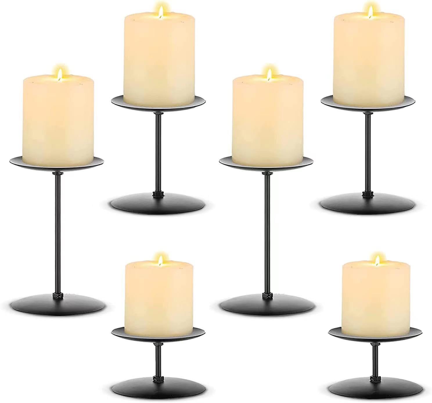 GHAKKE Set of 6 Candle Holders Candle Plates Candelabra Candle Stand Iron Plate Home Mantel Dinning Table Christmas Decorations Centerpiece for Wedding, Party
