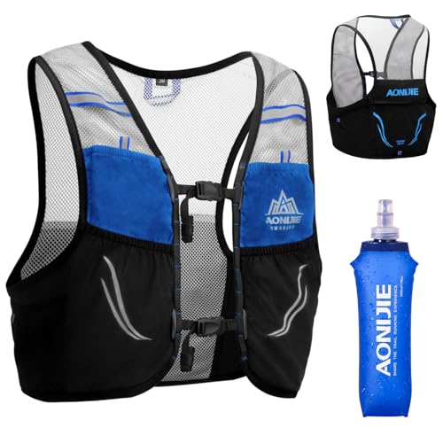 Azarxis Mochila de Hidratación Ultraligero Chaleco Hidratacion Trail Running Mujer Hombre para Ciclismo Senderismo Escalada Corriente (Negro - con un Soft Flask de 500ml, M/L (83,5 - 92,5 cm))