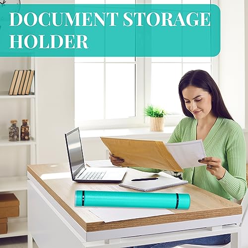 Image of Ireer 6 Pcs Expandable Poster Tube with Strap for Documents Artwork Container Poster Transport Map Holder Tube Blueprint Storage Carrying Case for Architect Teacher Student 24.5'' to 40''(Green)