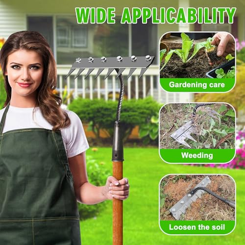 8 Teeth Carbon Steel Garden Weeding Rake - Image 7