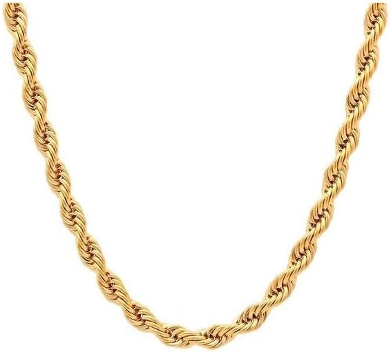 Blue Apple Co. 2.5MM Yellow Tone Rope Chain .925 Solid Sterling Silver Available In 8"- 28" Inches