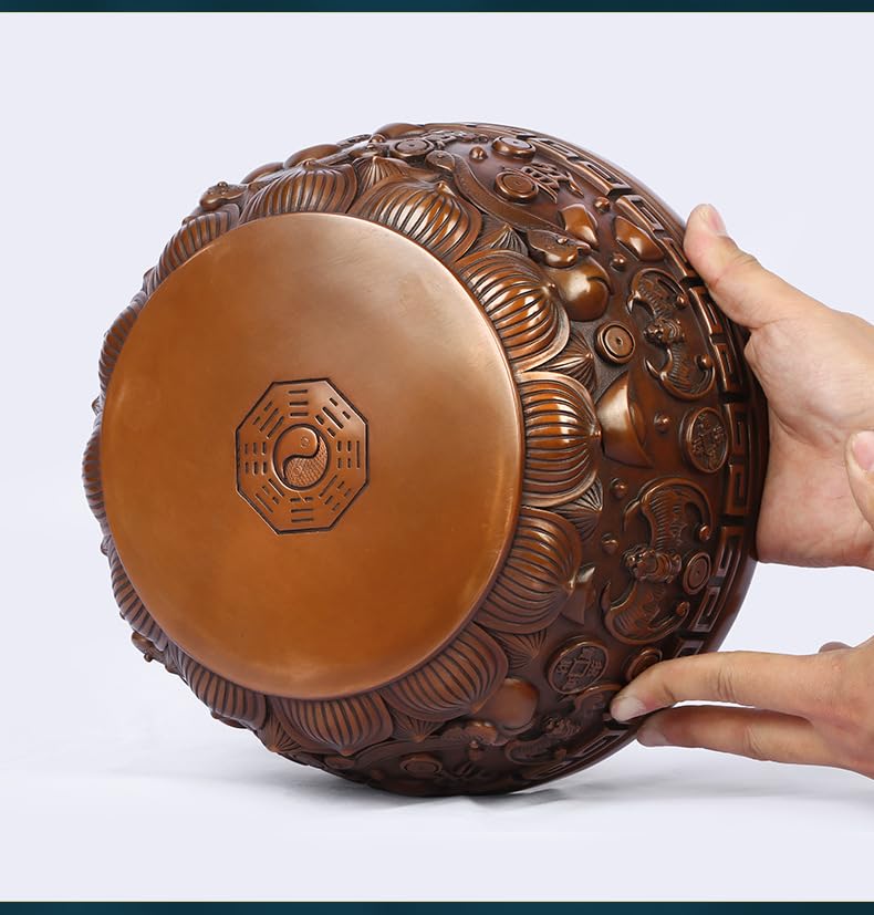 Ręcznie wykonana miska na skarby Bagua z czystej miedzi – na biurko Feng Shui Dobrobyt dla domu, biura i dobrobytu w biznesie,15 * 7.5cm