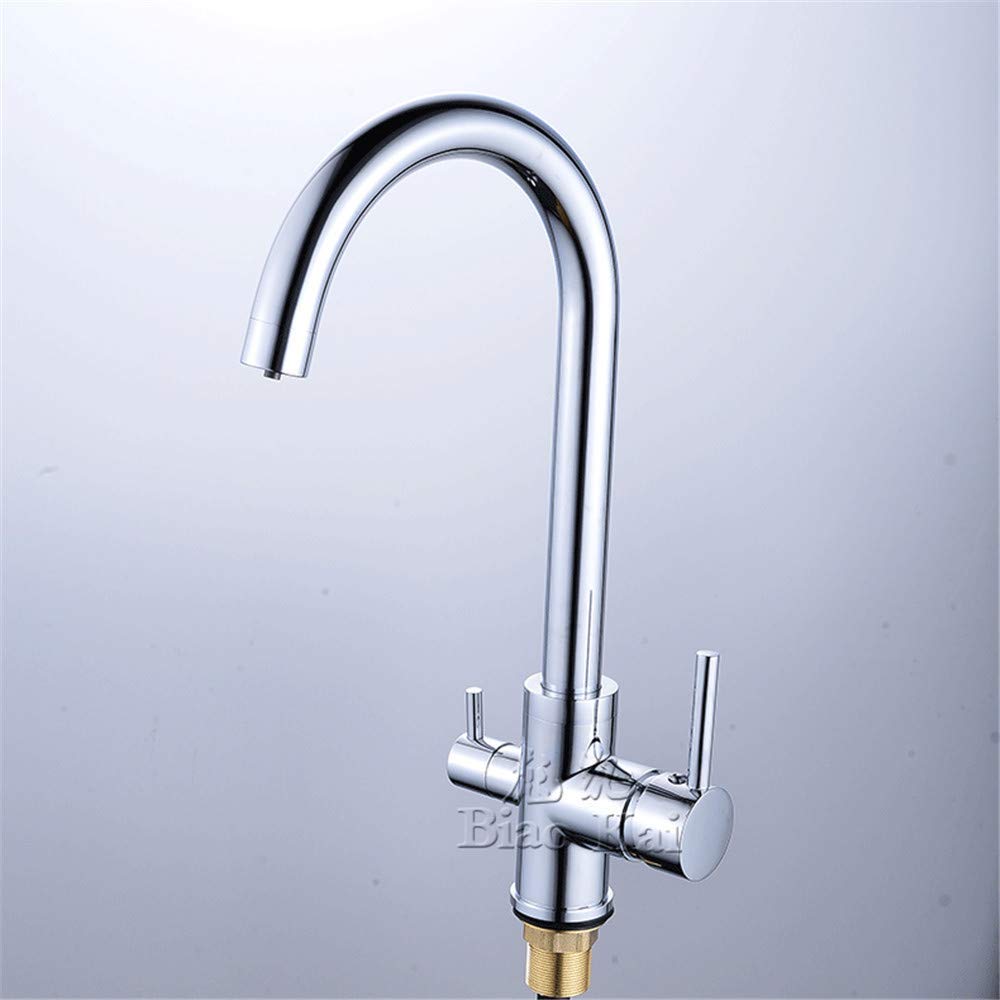 Robinet de cuisine à double usage en cuivre chromé avec mélangeur eau chaude et froide