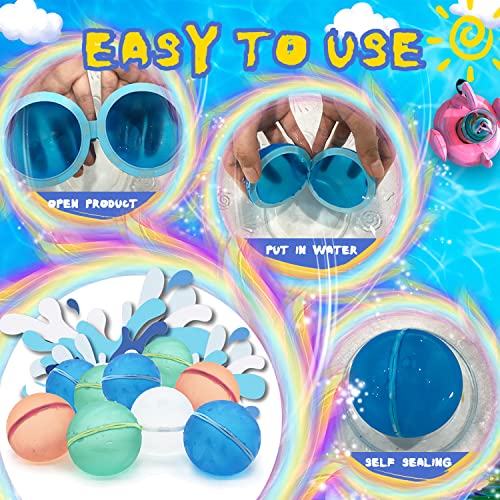 Reusable Water Balloons For Kids,Refillable Water Balloons Quick Fill,Silicone Magnetic Water Balloons Self Sealing,Water Bomb Splash Balls,Outdoor Toys,Summer Water Toys,Pool Toys #TOP2