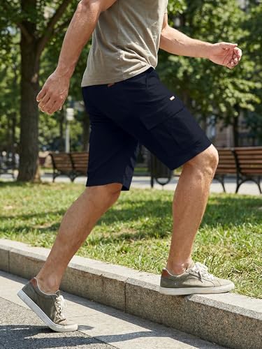 Image of JMIERR Mens Casual Cotton Twill Cargo Shorts Drawstring Classic Chino Stretch Short with 6 Pockets