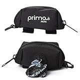 Prima Pets Dog Poop Bag Holder Leash Attachment, Includes 1 Roll of Poop Bags, Waste Bag Dispenser, Lightweight Fabric, Walking, Running or Hiking Accessory (Dispenser + 1 Roll, Black)