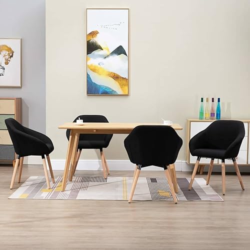Miniatura 7 de Dining Chairs Set of 2, Black Polyester Fabric Upholstered, Solid Wood Legs for Kitchen Dining Room