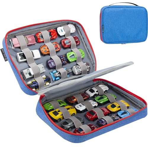 KISLANE 24 Toy Cars Storage Case - Compatible with 24 Matchbox Cars - Blue