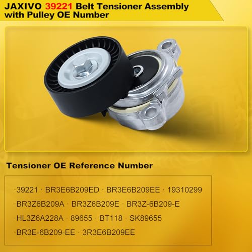 Image of 39221 Belt Tensioner Assembly with Pulley Compatible with 15-17 Expedition,11-17 F-150 Mustang,15-19 Transit-150 /Transit-250 /Transit-350,15-17 Navigator,3.5L /3.7L Gas(19310299,BR3Z6B209E)