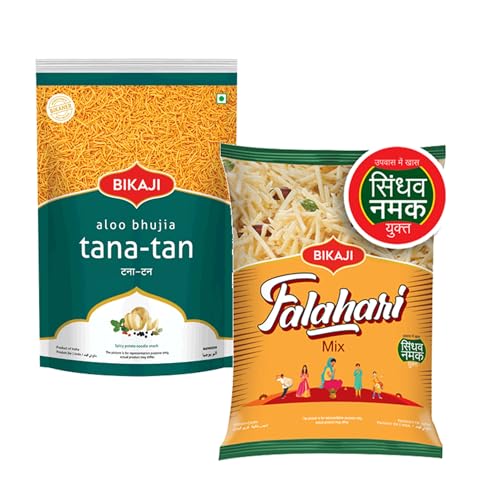 Tana Tan (Aloo Bhujia) 1000g and Falhari Mix 200g Combo of 1200g (42.33Oz) – Authentic Indian Snacks Family Pack | Crunchy Namkeen, Party Mix, Bar Snacks & Tea-Time Treats