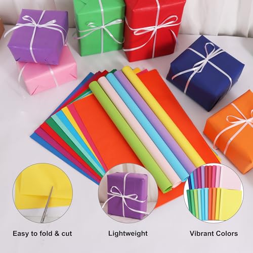 Image of BEISHIDA 100 Sheets Tissue Paper Bulk, 20 Colors 14 x 20 Inch Wrapping Tissue Paper for Gift Bags, Colored Tissue Paper Bulk for Packaging Birthday Wedding Graduation Party Flower Decoration
