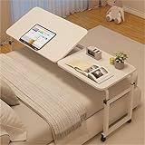 Mesa de Cama Ajustable con Ruedas, Multiusos (Blanco)
