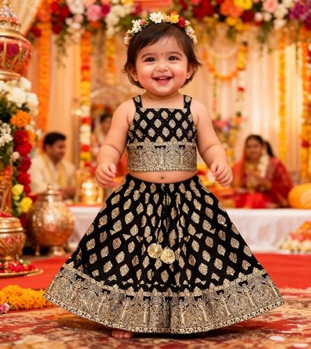 Image of Chandrakala Kids Lehenga Choli Set for Girls (KL120-P)