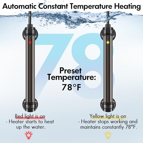 Image of Orlushy Submersible Aquarium Heater, Fish Tank Heater with Free Thermometer for Freshwater and Saltwater Tank
