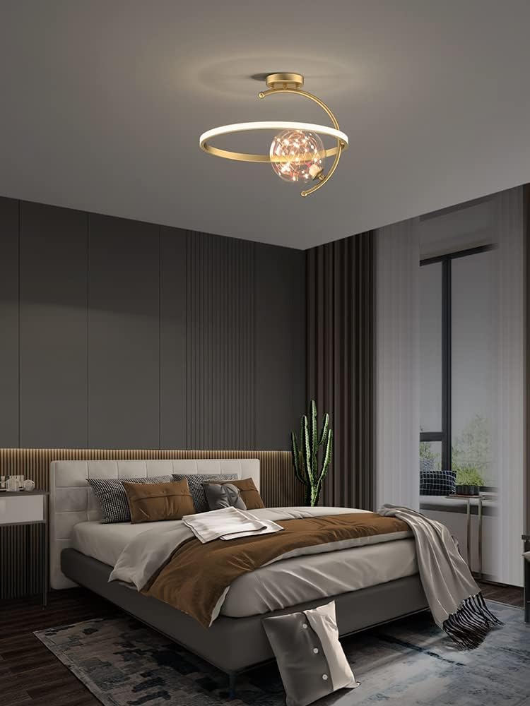 Ceiling Light Fixture Bedroom Lamp Simple Modern Home Creative Art Study Lamps and Lanterns Full of Stars All Copper Ceiling Lamp Ceiling Lamp/Large