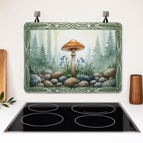 Housse pour cuisinière électrique protège plaque motif champignon fleurs - 6