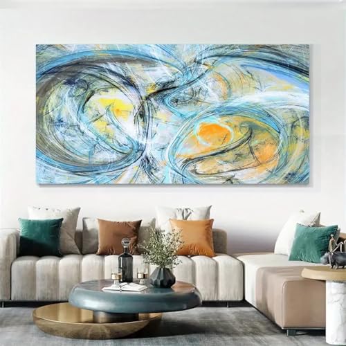 Impression sur toile abstraite salon moderne grand format 80x160 cm chic - 4