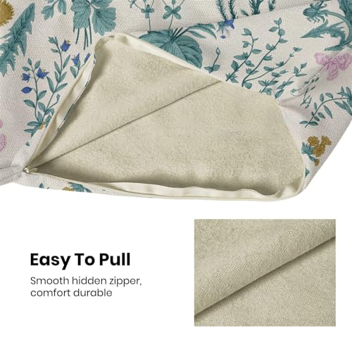 Image of AEIOAE Spring Pillow Covers 24x24 Inch Set of 2,Blue Teal Wild Flower Plant Throw Pillows Case,Seasonal Floral Outdoor Decorative Square Linen Farmhouse Decor Cushion Covers for Home Sofa Bed Couch