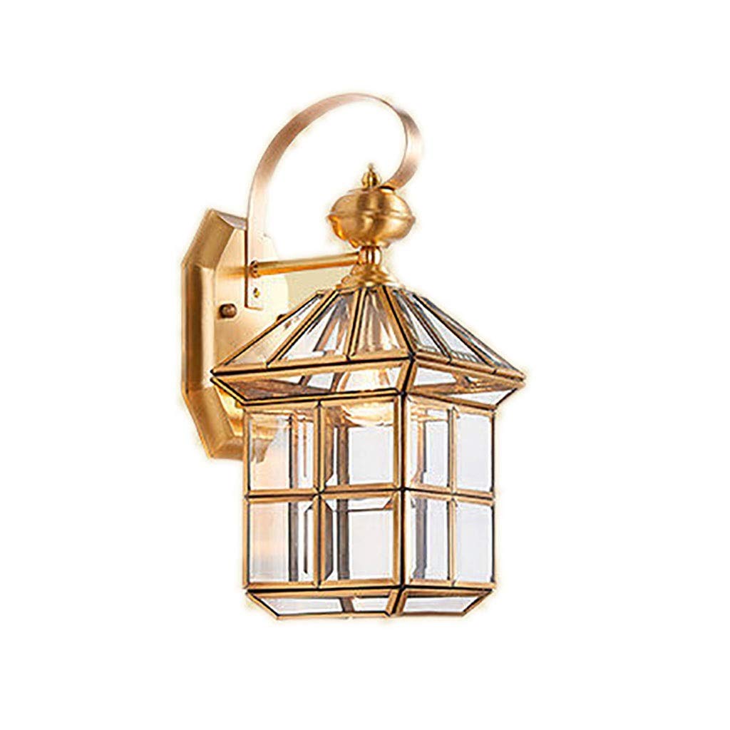HynJGih All-Copper Restaurant Balcony Courtyard wall lamp Waterproof Outdoor wall lamp Cafe Aisle Foyer Lights(A)